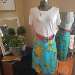 NWT  J. CREW Vibrant floral pleated silk skirt